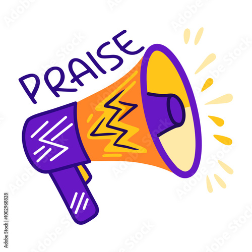 A flat style sticker of praise 