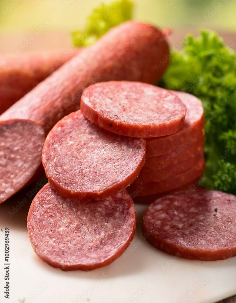 sausage salami condiment meat background garden sausage salami condiment meat background garden