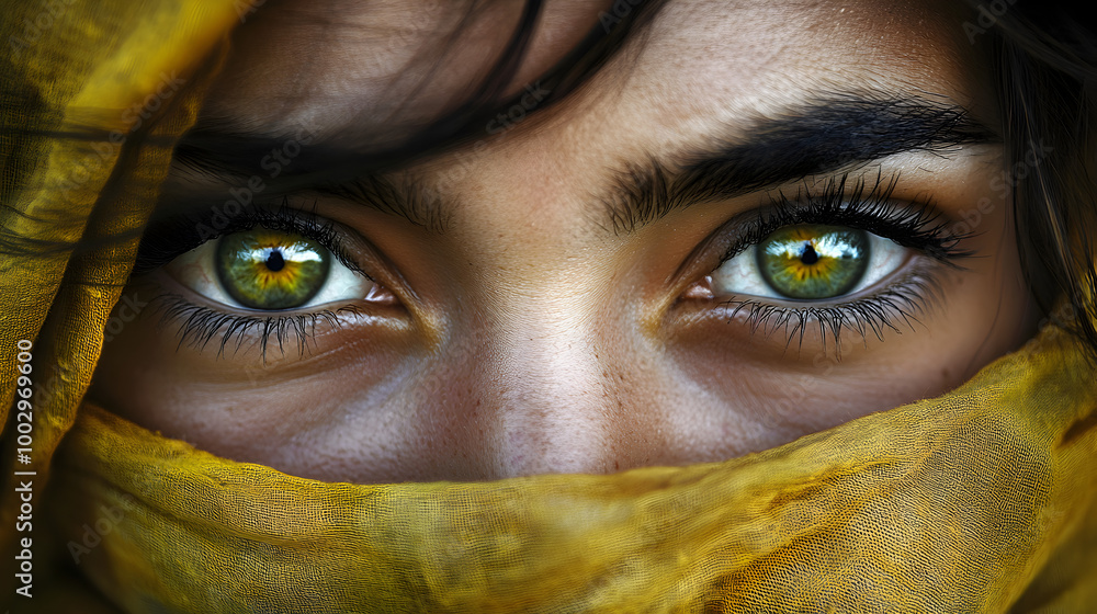 un retrato de una mujer hermosa con mirada fija con ojos verdes mujer musulmana con su tradicional hijab un retrato de una mujer hermosa con mirada fija con ojos verdes mujer musulmana con su tradicional hijab