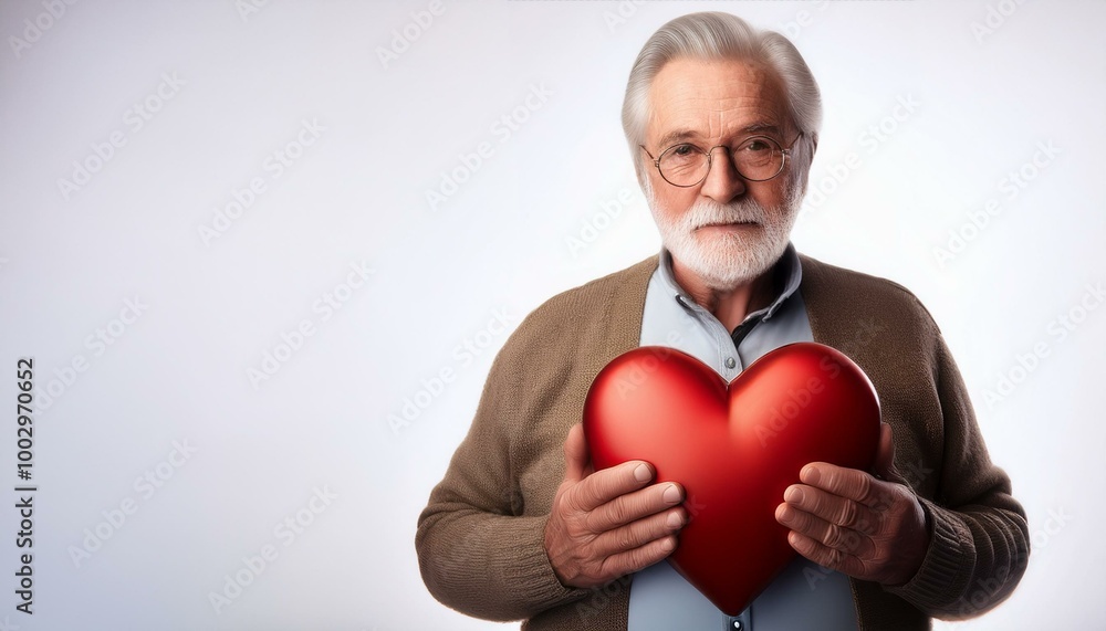 photo of an elderly man holding heart photo of an elderly man holding heart