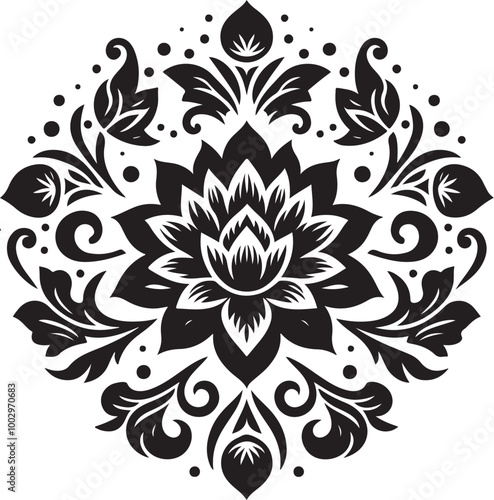 flower alpona vector illustration design,awesome flower alpona svg,flower alpona high resolution printable artwork