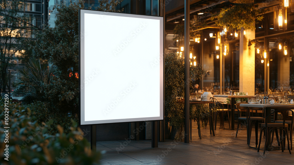 Restaurant Window Billboard Mockup situated outdoor of restaurant Restaurant Window Billboard Mockup situated outdoor of restaurant