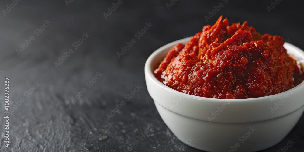 Red chili paste in a light-colored bowl Red chili paste in a light-colored bowl