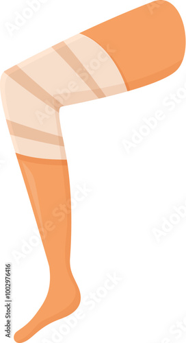 Injured leg with bandage wrapped around knee, illustrating post trauma pain and recovery