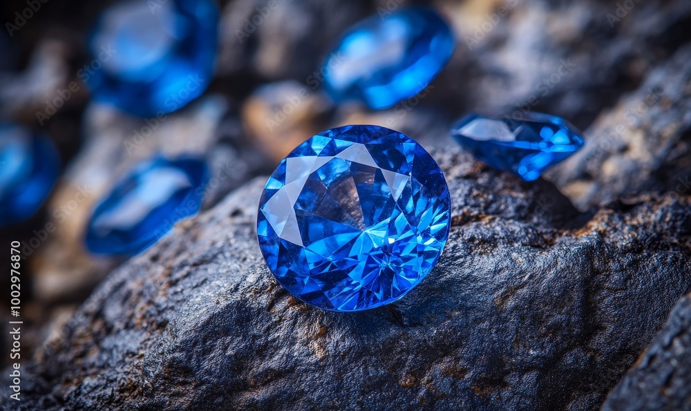 Large, beautiful blue sapphires, showcasing their precious nature, Generative AI Large, beautiful blue sapphires, showcasing their precious nature, Generative AI
