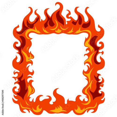 Vector,red fiery flames isolated vector illustration set.square, fireball and flame