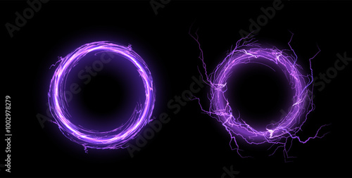 Electric energy circles vector illustration set