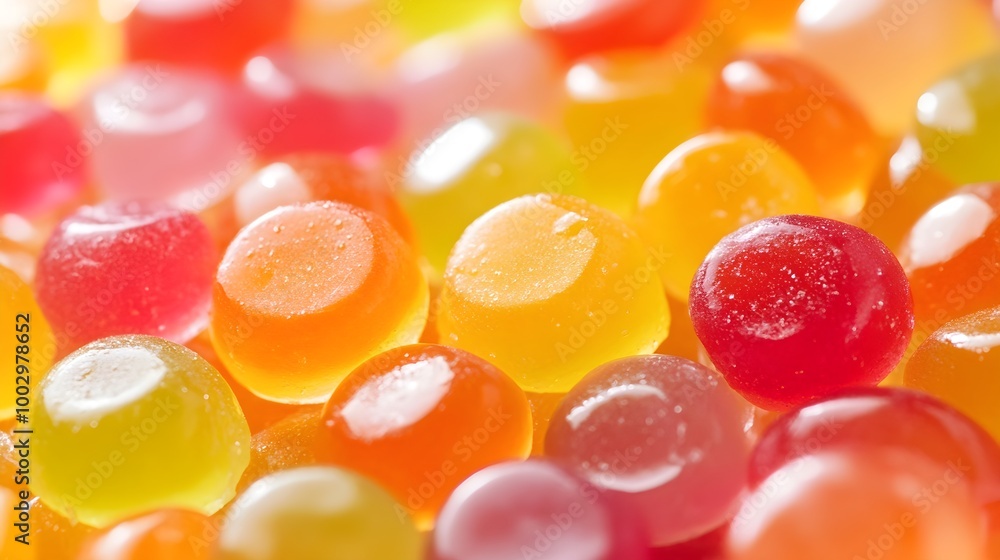 a close-up of a pile of small, round, colorful candies. They appear to be hard candies, with a shiny surface that reflects light. The candies are in various bright colors, including red, orange, yello a close-up of a pile of small, round, colorful candies. They appear to be hard candies, with a shiny surface that reflects light. The candies are in various bright colors, including red, orange, yello