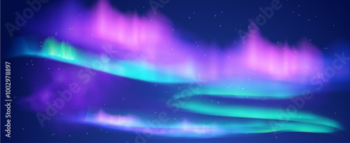 Northern lights. Night starry sky.