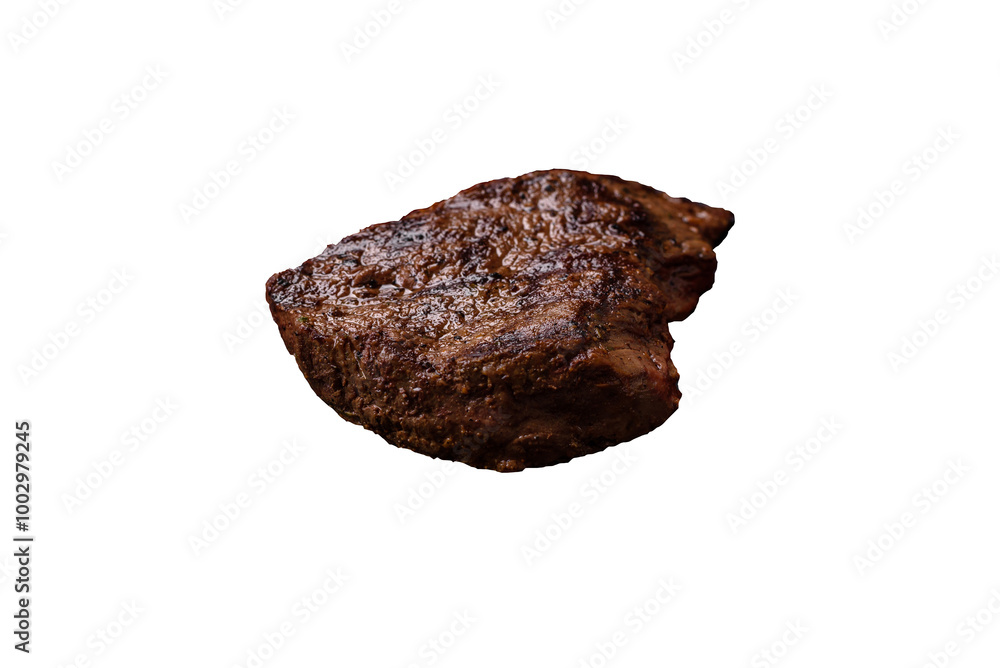 Juicy beef steak grilled with salt, spices and herbs Juicy beef steak grilled with salt, spices and herbs