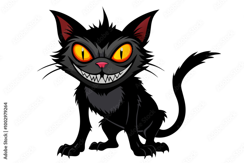 illustration of a horror cat, halloween cat vector, monster cat, scary cat, demon cat, ugly cat illustration of a horror cat, halloween cat vector, monster cat, scary cat, demon cat, ugly cat