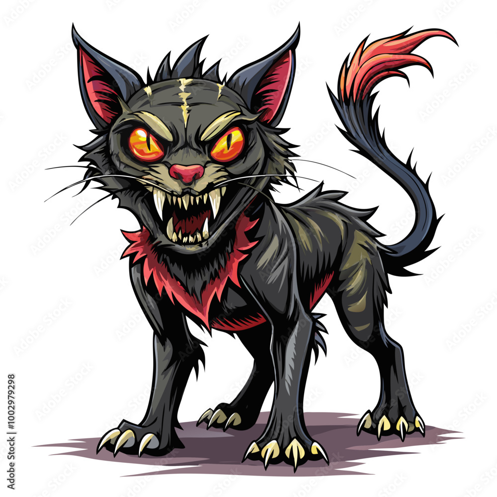 illustration of a horror cat, halloween cat vector, monster cat, scary cat, demon cat, ugly cat illustration of a horror cat, halloween cat vector, monster cat, scary cat, demon cat, ugly cat