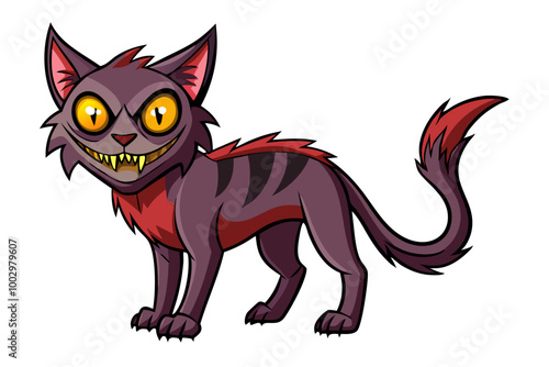 illustration of a horror cat, halloween cat vector,  monster cat, scary cat, demon cat, ugly cat