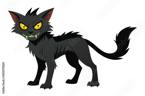 illustration of a horror cat, halloween cat vector,  monster cat, scary cat, demon cat, ugly cat