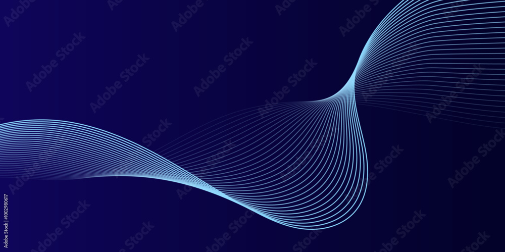 Abstract glowing wave lines on dark blue background. Dynamic wave pattern. Modern flowing wavy lines. Futuristic technology concept. Suit for banner, poster. Abstract glowing wave lines on dark blue background. Dynamic wave pattern. Modern flowing wavy lines. Futuristic technology concept. Suit for banner, poster.