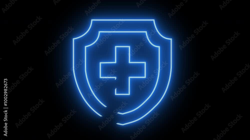 glowing blue health safety protection icon glowing blue health safety protection icon
