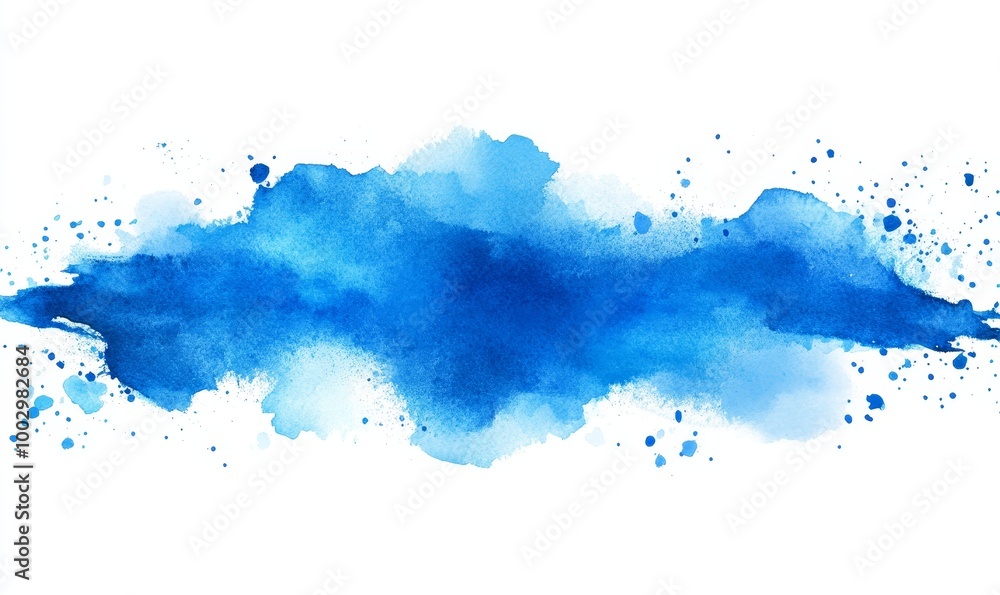 Obraz premium blue watercolor paint stroke background illustration, Generative AI