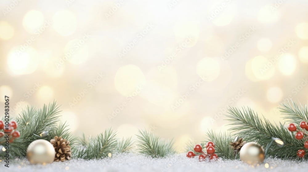 Festive Christmas Decorations with Pine Branches: A Cozy Holiday Scene Featuring Ornaments, Twinkling Lights, and Natural Greenery for a Warm Seasonal Atmosphere Festive Christmas Decorations with Pine Branches: A Cozy Holiday Scene Featuring Ornaments, Twinkling Lights, and Natural Greenery for a Warm Seasonal Atmosphere
