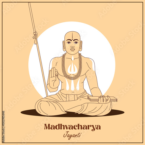 Vector illustration of Happy Madhvacharya Jayanti social media feed template photo