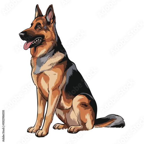 Sitting German Shepherd Dog Vector
