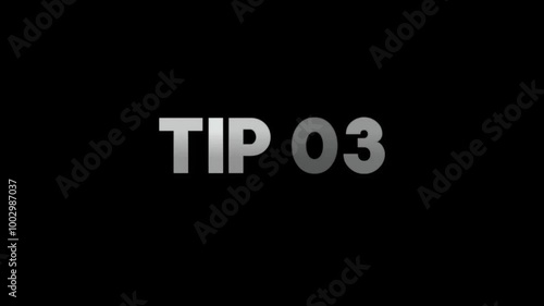TIP 03 Text Effect Animation on black background, Font animation, text effect animation.