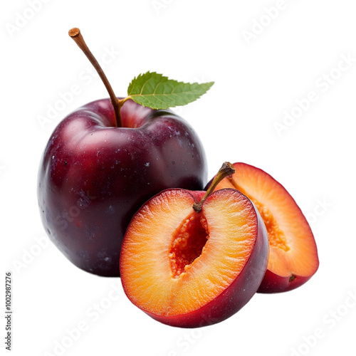 plums isolated on white and transparent