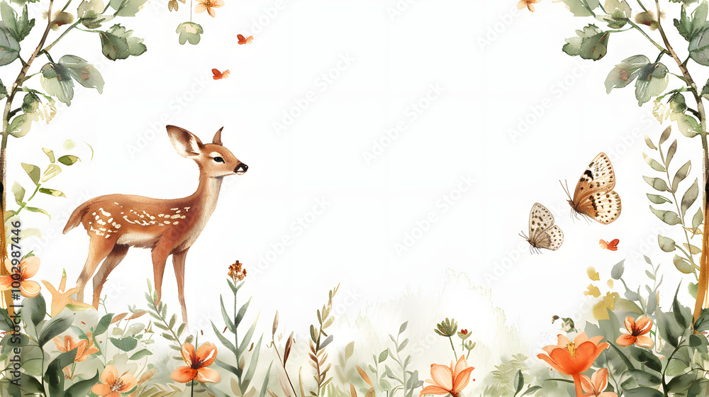 Wildlife Frame Background watercolor Wildlife Frame Background watercolor
