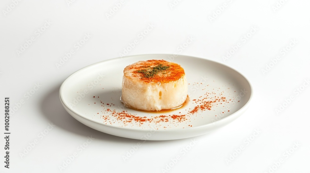 Delicious gourmet dish on white plate Delicious gourmet dish on white plate