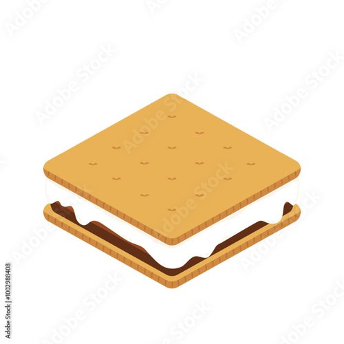 Chocolate bar and graham crackers. S'more graham cracker, chocolate, and marshmallow.