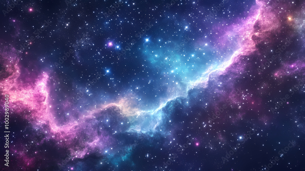 Obraz premium Stellar cascade, falling stars, nebula backdrop, 3d illustration. Cascading Falls. Illustration
