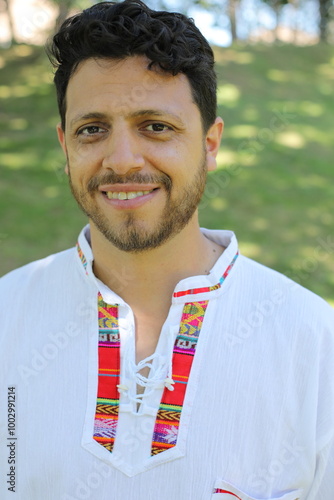 Young Hispanic man in nature