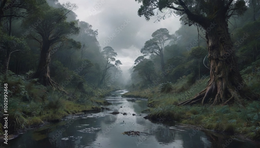 Obraz premium A thought-provoking audiovisual piece that explores the intersection of technology and nature, using striking imagery and sound to evoke deep reflection, Generative AI