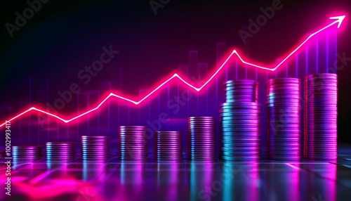 Dynamic digital financial charts illustrating growth, success, and savings turnover in commercial analysis