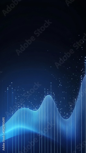 Abstract blue wave background with glowing particles, digital wave illustration, futuristic design, technology concept, copy space