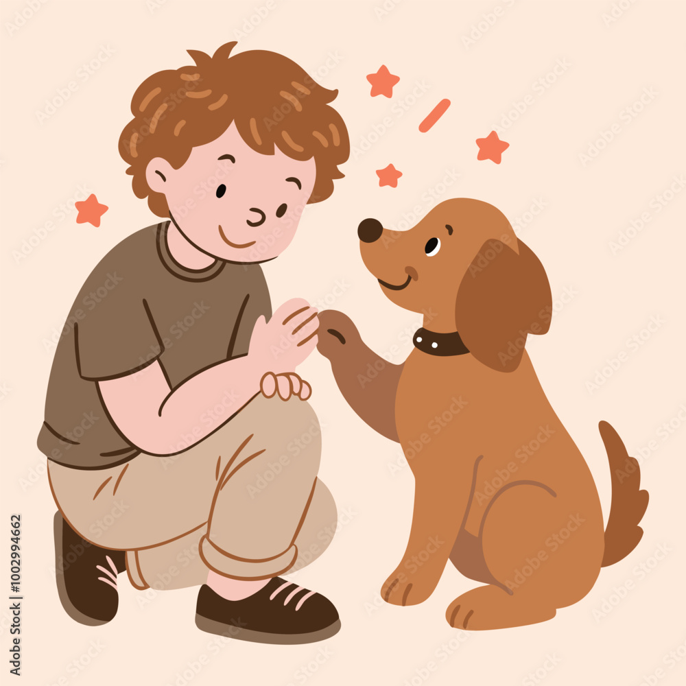 Adorable Child Instructs Eager Furry Friend in Basic Obedience with 'Sit' Lesson