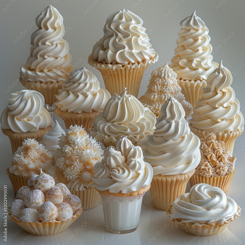 A Collection of Delicate White Cupcakes A Collection of Delicate White Cupcakes