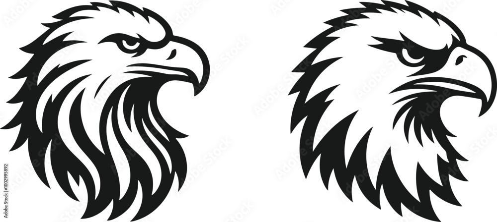 Fototapeta premium Eagle head silhouette design vector art illustration.