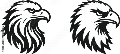 Eagle head silhouette design vector art illustration.