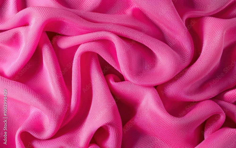 Obraz premium Bright pink fabric folds texture. Design for textile, wallpaper, and print.