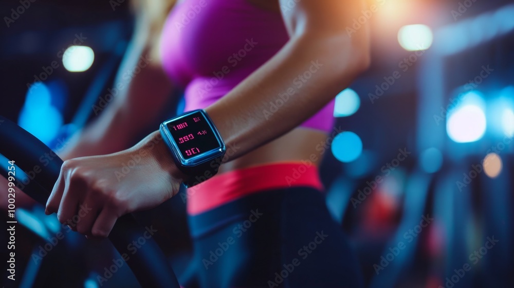 Person using a heart rate monitor during a workout session, with a focus on maintaining heart health through exercise Person using a heart rate monitor during a workout session, with a focus on maintaining heart health through exercise