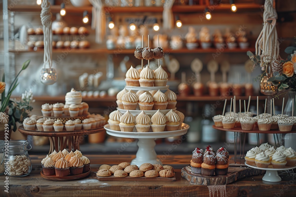 Fototapeta premium Gourmet Cupcakes Dessert Table