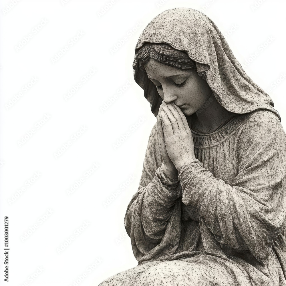 Stone sculpture of a woman in prayer Stone sculpture of a woman in prayer
