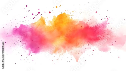 an abstract splash of colors on a white background. The colors blend into each other, creating a vibrant and dynamic effect. The main colors are pink, orange, and yellow