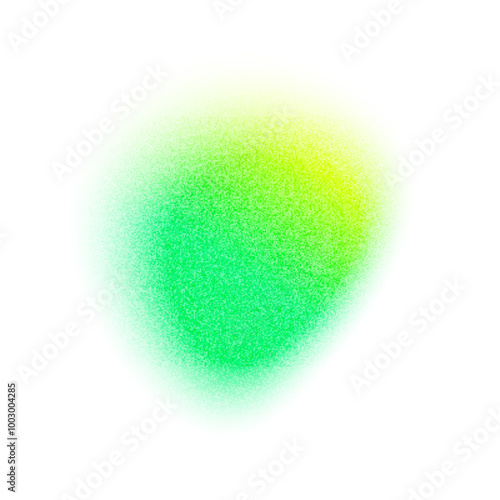Green color gradient circle with grain noise texture, trendy minimalistic vector color watercolor gradation holographic blur element. Color blend mesh of abstract neon iridescent colors gradation