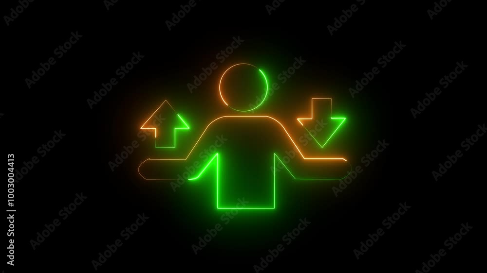 Download Icon man hand up and down isolated animation on black background Download Icon man hand up and down isolated animation on black background