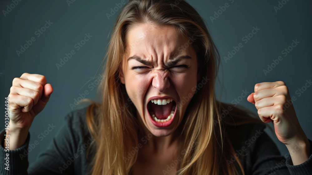 Aggressive angry woman yelling at camera, stress and negative feelings concept. Aggressive angry woman yelling at camera, stress and negative feelings concept.
