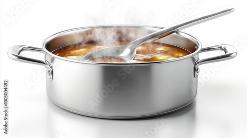 Steam rising from a pot of simmering soup
