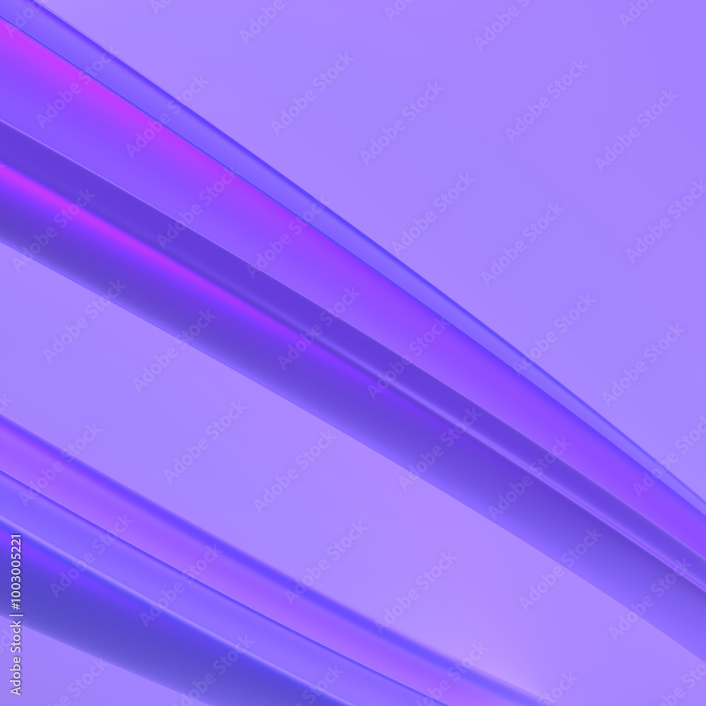 Fototapeta premium Abstract striped 3D shape render. Square lilac background with pink blue purple gradient lines and stripes, copy space. Geometric illustration for poster, web banner, cover, landing page, presentation