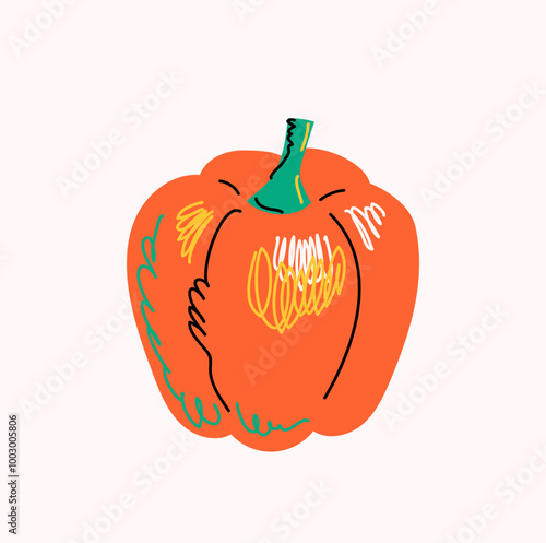 Bell pepper on a light background, drawing, hand drawn illustration