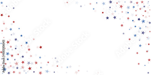 USA flag stars corner background, red and blue stars confetti, starry glitter